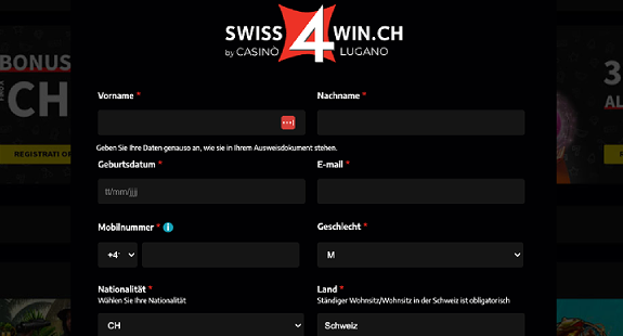 Swiss4Win Registrierung