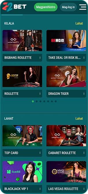 22Bet live dealer games