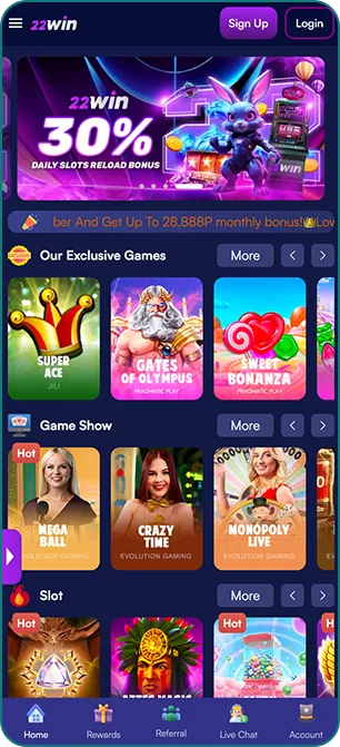 22Win has a huge game selection
