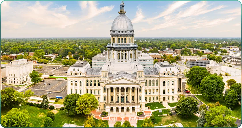 Springfield at the center of Illinois