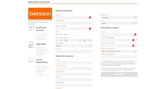 Betsson Regístrate