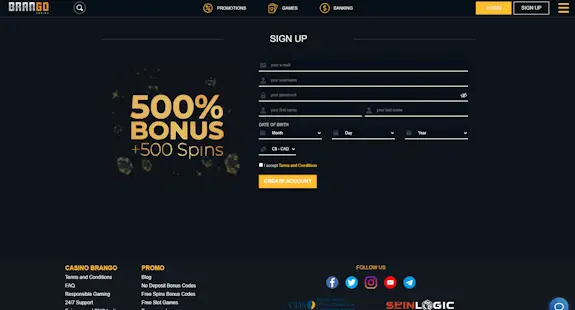 Brango Casino Registration