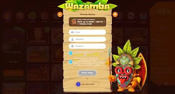 Wazamba การลงทะเบียน