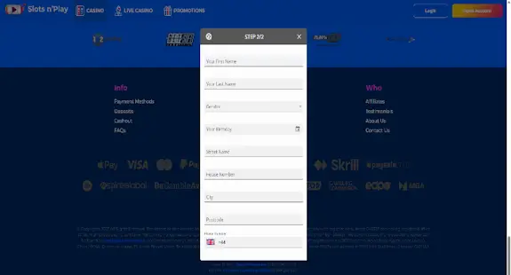 Slots n’Play Registration