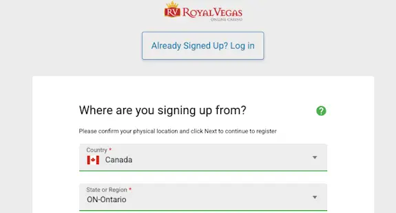 Royal Vegas Registration