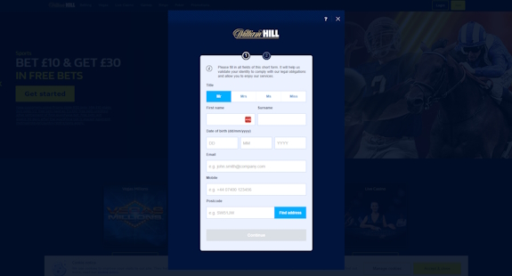 William Hill Registration