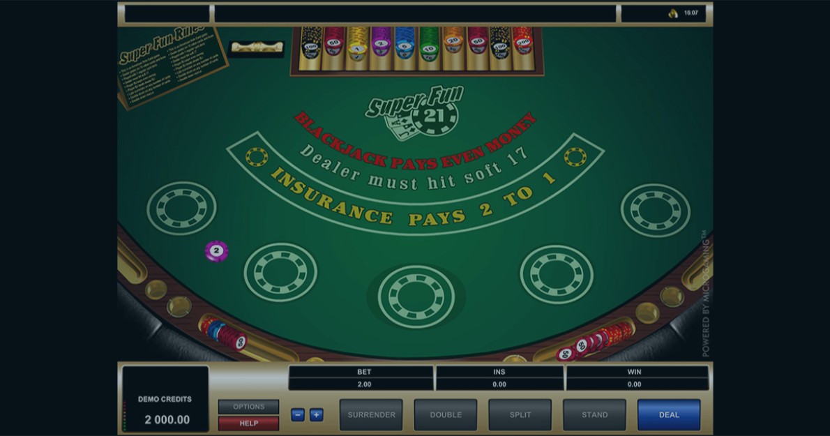 Microgaming's Super Fun 21 Blackjack demo play