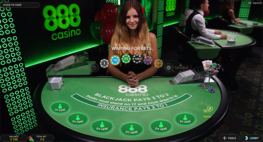 Play Blackjack live at 888Casino