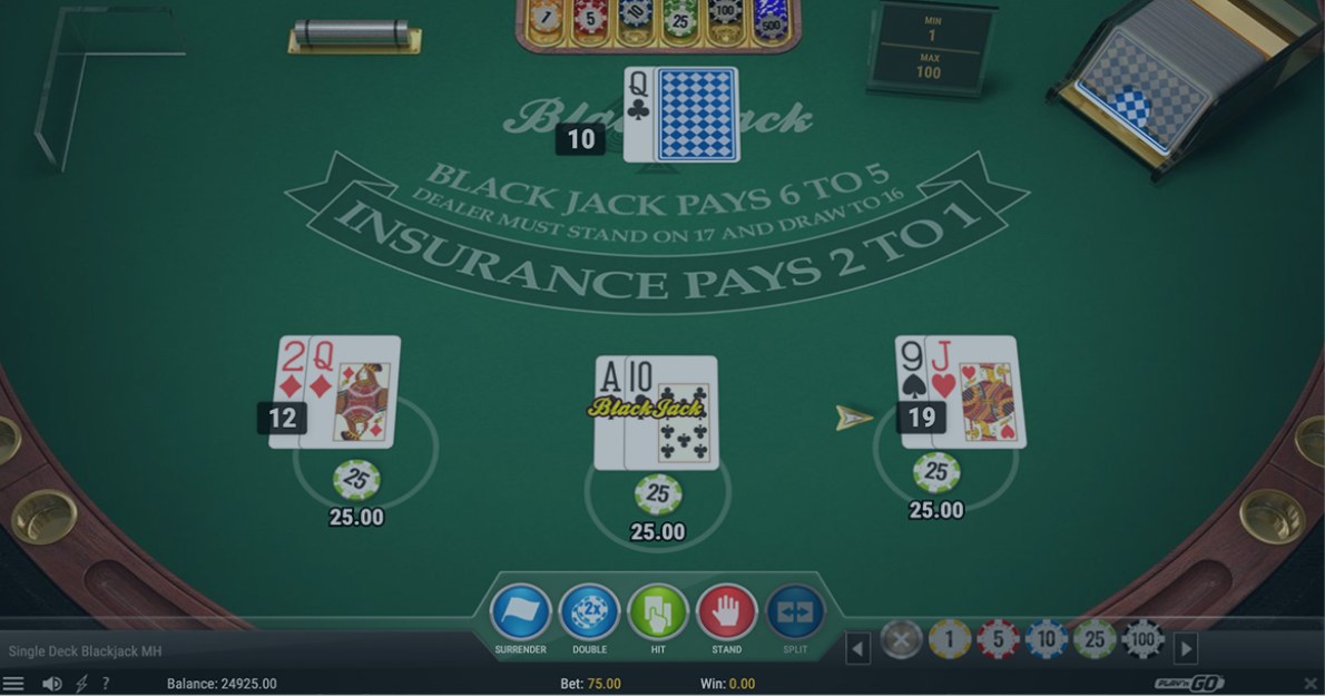 Play'n GO's Single Deck Blackjack demo play