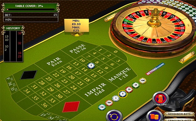 French roulette gameplay view