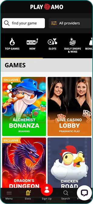 PlayAmo wide variety of live games