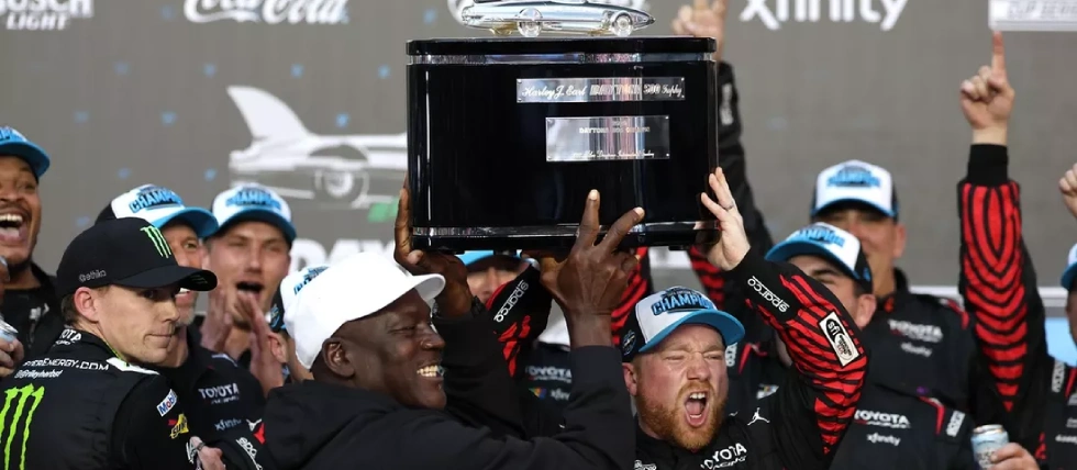 Michael Jordan Celebrates First Daytona 500 Victory