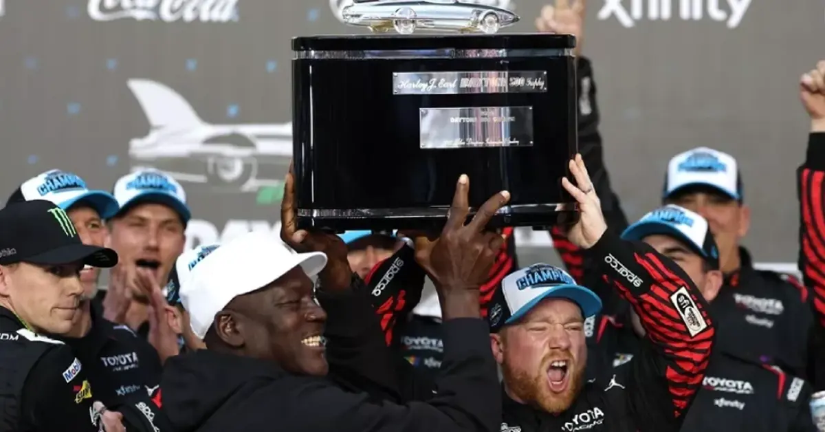 Michael Jordan Celebrates First Daytona 500 Victory