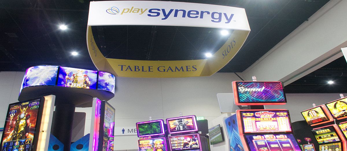 The Aruze Gaming booth at a gaming expo