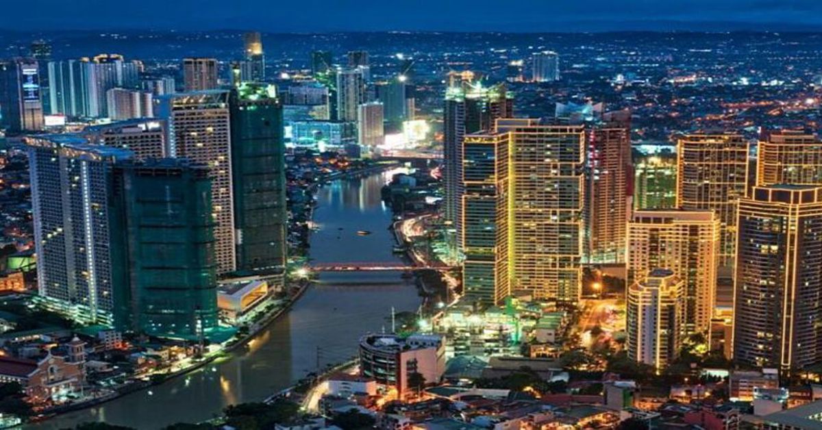 The Villar City skyline at night