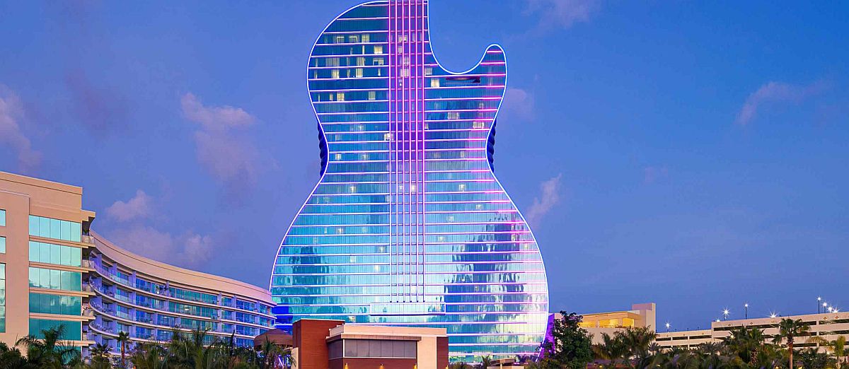 The iconic Hard Rock design at its casino in Florida