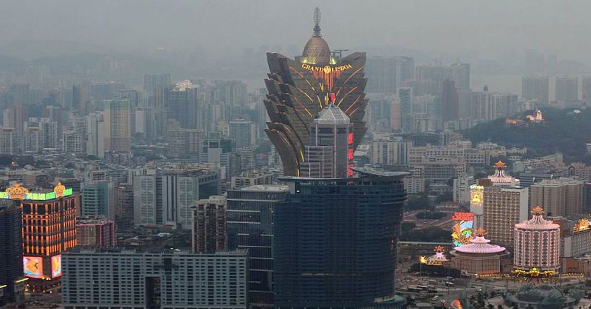 Macau's skyline in a shroud of fog