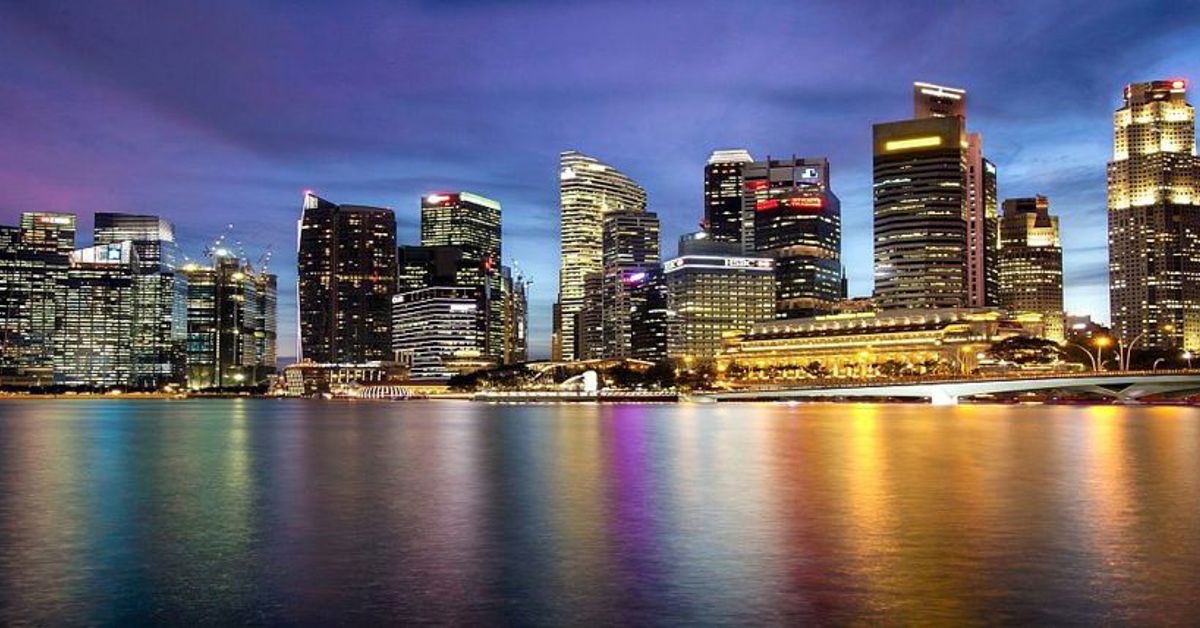 The Singapore skyline at night