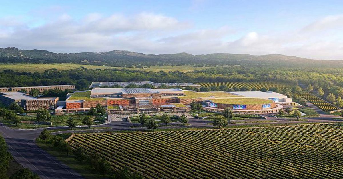 A rendering of a planned Koi Nation casino in California