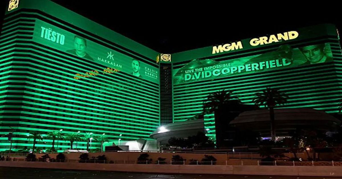 The MGM Grand resort in Las Vegas at night