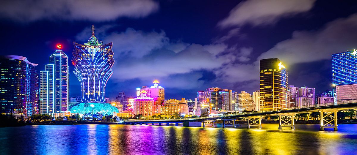The Macau gaming skyline at night