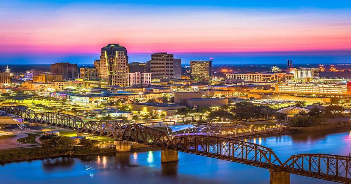 A view of Bossier City, LA, from the air 