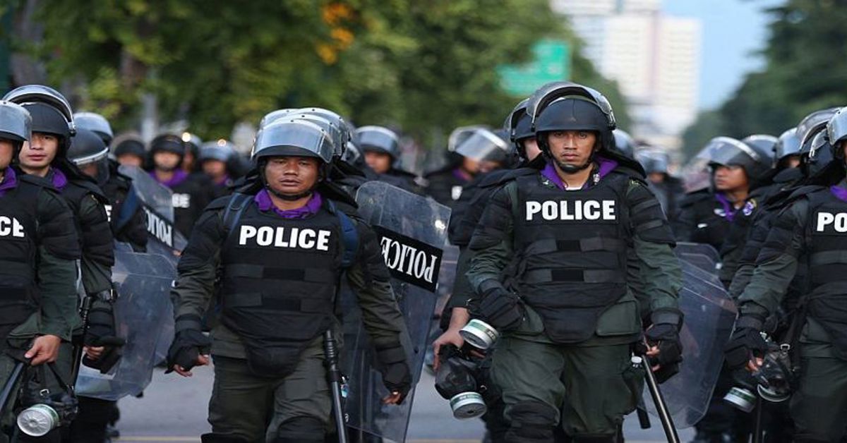 Thai police officers in formation