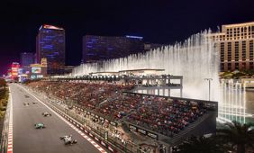 A rendering of the grandstands for the Las Vegas Grand Prix