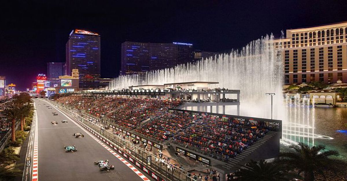 A rendering of the grandstands for the Las Vegas Grand Prix