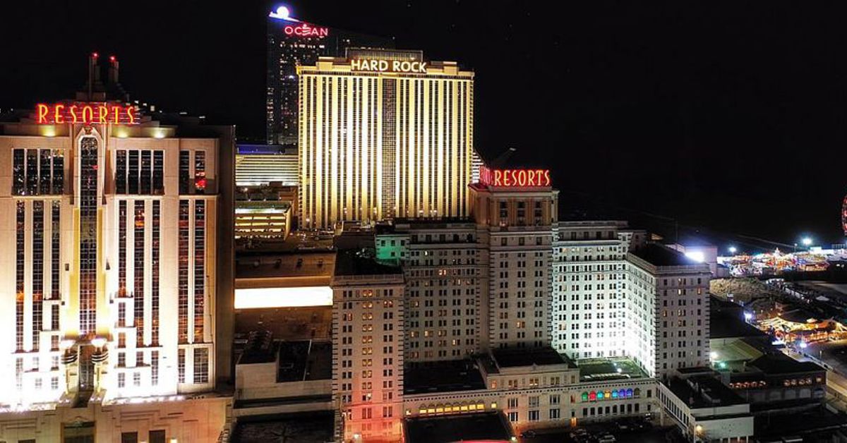 A view of Atlantic City's casinos at night
