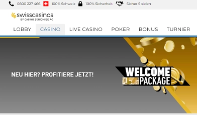 SwissCasinos webseite