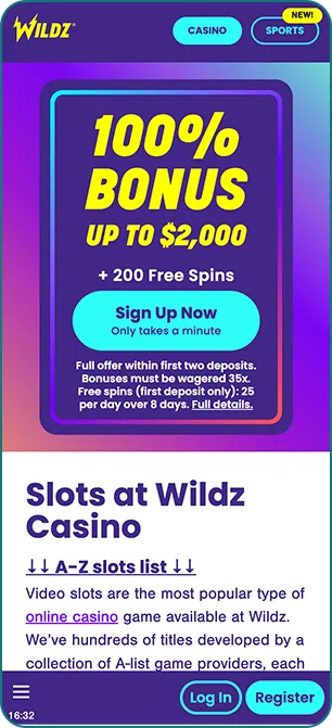 Wildz Casino has a huge bonus